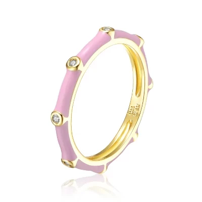 Детское кольцо Guili «Бамбук», позолота 14K, розовое