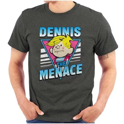Ретро футболка с мультяшным рисунком Dennis The Menace для мужчин или женщин по лицензии dark heather