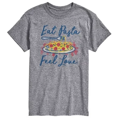 Мужская футболка Eat Pasta Feel Love с коротким рукавом и графическим рисунком athletic heather