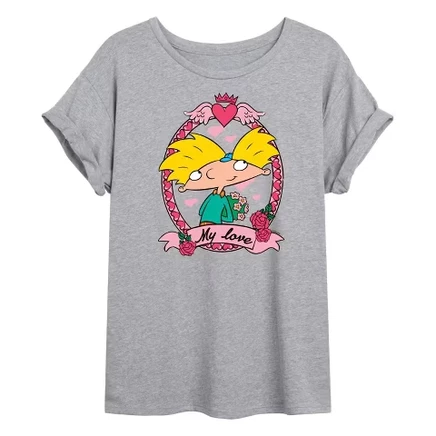 Женская футболка Hey Arnold My Love, оверсайз, серая