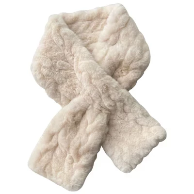 Soft Plush Faux Fur Scarf with Cozy Slip Through Design 31.5×5 Inches white
