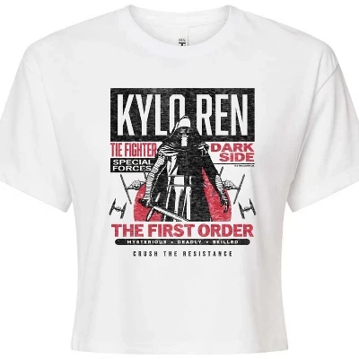 Women's -  - Kylo Ren First Order Cropped Graphic T-Shirt white