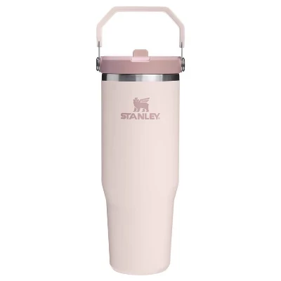 Стеклянный стакан из нержавеющей стали Ice Flow Flip Straw Tumbler объемом 30 унций из розового кварца