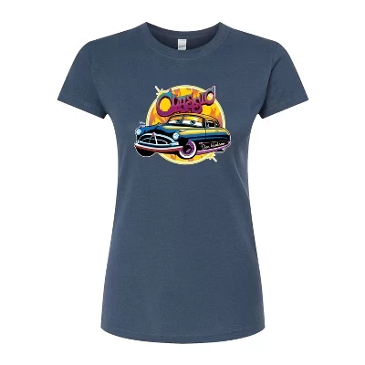 Женская классическая приталенная футболка с графическим принтом Doc Hudson Car Show Ready индиго