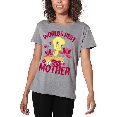 Свободная футболка Athletic heather, посвященная женскому дню матери Tweety Worlds Best Mom
