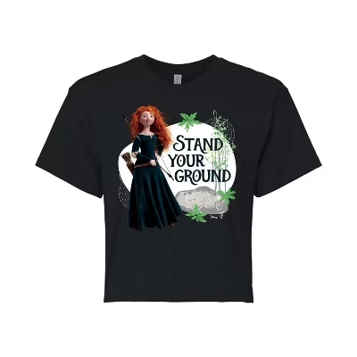 Женская укороченная футболка с рисунком Merida Stand Your Ground, черная