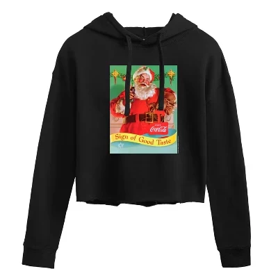 Женская укороченная толстовка с капюшоном Coca Cola Santa с принтом 