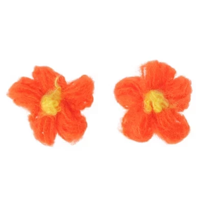 Декор для шнурков Unique Bargains Wool Yarn Flower, 1 пара, оранжевые