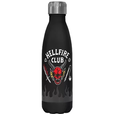 Бутылка для воды из нержавеющей стали с логотипом Hellfire Flame черного цвета