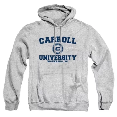 Толстовка с капюшоном для взрослых с официальным логотипом Carroll University Circle, белая