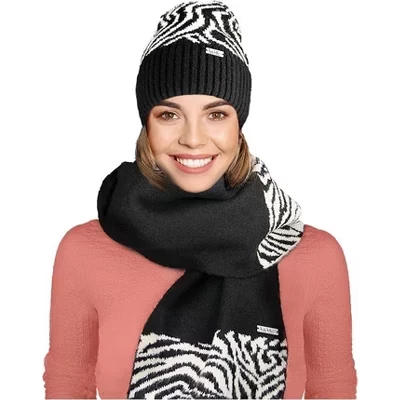 Нью-Йоркский женский комплект из висячего шарфа и шапочки-бини zebra
