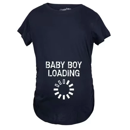Футболка для беременных Crazy Dog Baby Boy Loading, темно-синий меланж