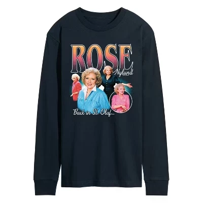 Мужская футболка с длинным рукавом и рисунком Golden Girls - Rose Bootleg, синяя