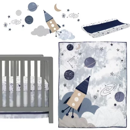 Комплект для кроватки Lambs & Ivy Sky Rocket, синий
