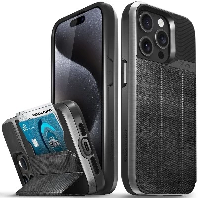Чехол-портмоне vCommute для Apple iPhone 15 Pro, чехол с подставкой, кожаный держатель для карт [Защита от падения военного класса], Красный
