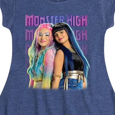 Платье Cleo & Mermaid Besties Fit & Flair с коротким рукавом и графичным принтом heather темно-синего цвета