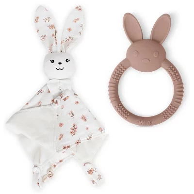 Детский комплект La'dore Bunny плед и силиконовый прорезыватель, лиловый