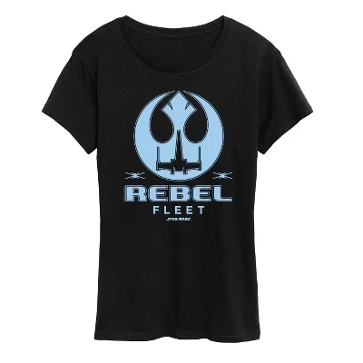 Женская футболка с нашивкой Rebel Fleet Flight с коротким рукавом и графическим рисунком, черная