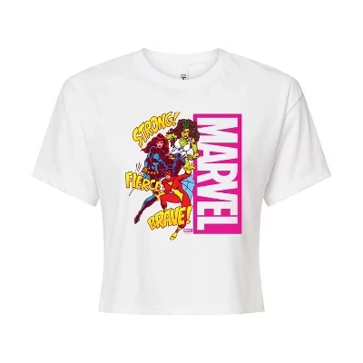 Women's -  - Super Hero Women Sound Effects Cropped Graphic T-Shirt white