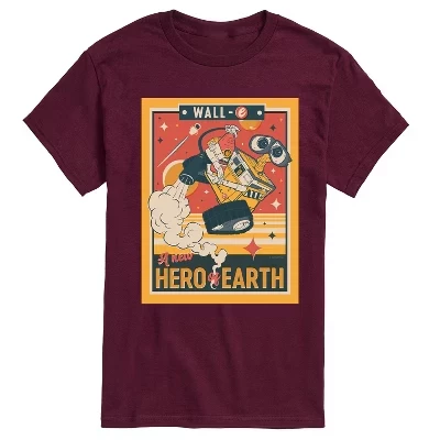 Мужская футболка с коротким рукавом New Hero of the Earth с изображением нового героя Земли wall-e - темно-бордовый