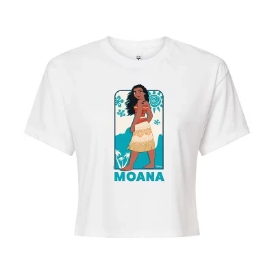 Женская укороченная футболка с рисунком Moana Full Body Portrait, белая