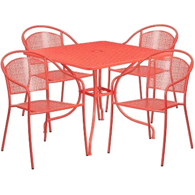 Набор Flash Furniture Oia, стол 90 см и 4 стула, коралловый