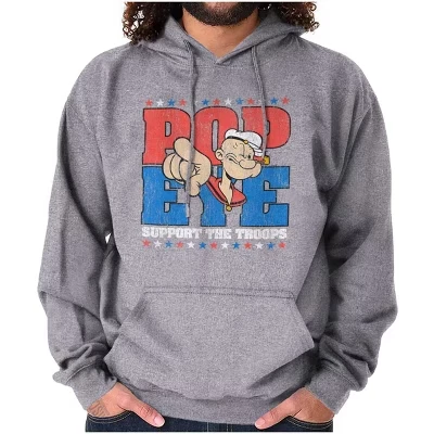 Толстовка с капюшоном Popeye Sailor Man Support the Troops для женщин и мужчин с лицензией