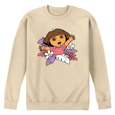 Мужская - Dora The Explorer - Флисовая толстовка с рисунком Dora Flowers кремового цвета