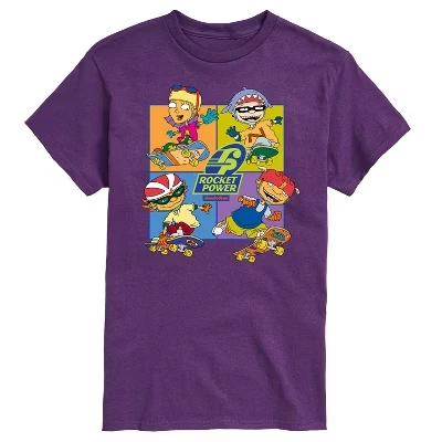 Мужская футболка Rocket Power Otto Regina Sam Maurice Skaters с коротким рукавом и графическим рисунком фиолетового цвета