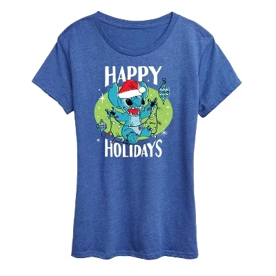 Женская футболка с коротким рукавом Happy Holidays Christmas с графическим рисунком - - -
