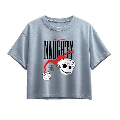 Футболка для девочек - Кошмар перед Рождеством - Naughty List Jack с коротким рукавом и квадратным рисунком