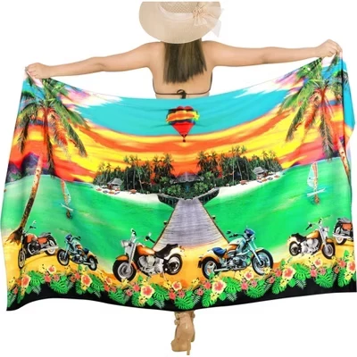 Women's Long Beachwear Pareo Swimsuit Swimwear Sarong Wrap Cover up Wraps One Size Green, Floral green