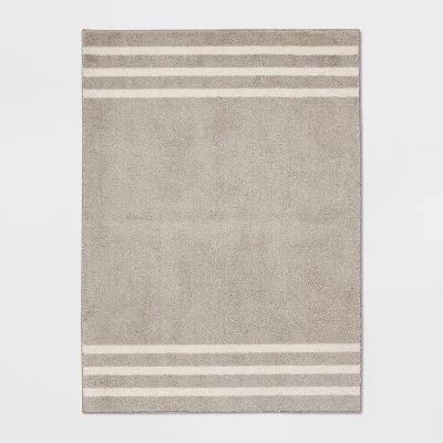 Детский коврик Pillowfort Border Striped, серый