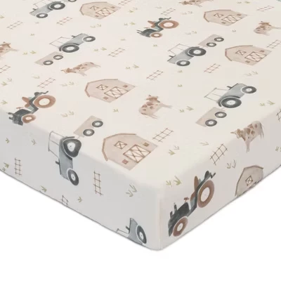 Простыня на резинке Crane Baby, тракторы