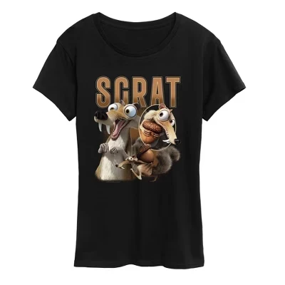 Женская футболка с коротким рукавом и рисунком Scrat Acorn, черная