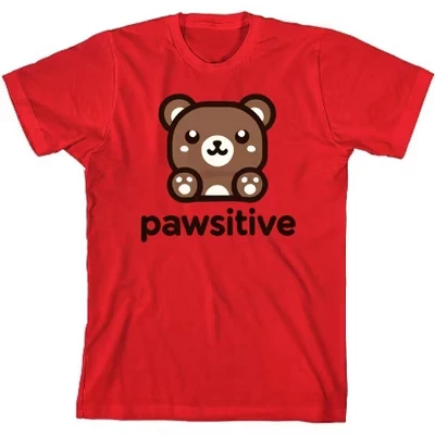 Молодежная футболка с круглым вырезом и коротким рукавом Pawsitive Bear, красная