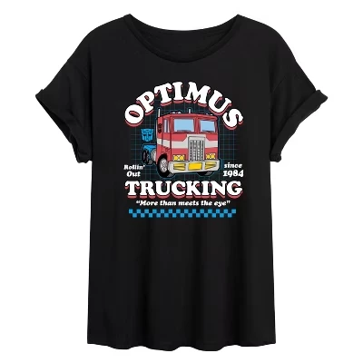 Женская футболка с объемным рисунком Optimus Trucking, цвет черный