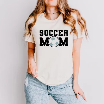 Soccer Mom Blue - женская футболка с коротким рукавом и рисунком кремового цвета