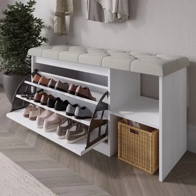 Скамья для обуви ChaletPosh Storage Shoes Bench, белая