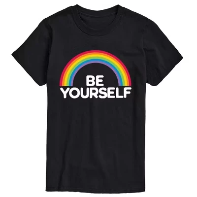 Мужская футболка Rainbow Be Yourself с коротким рукавом и графическим рисунком, черная