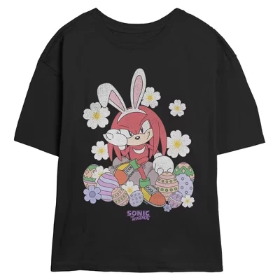 Женская футболка с ушками пасхального кролика Knuckles для юниоров черная