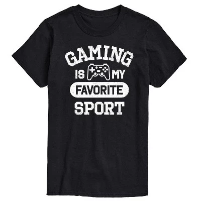 Мужская футболка Gaming Is My Favorite Sport с коротким рукавом и графическим рисунком черного цвета.