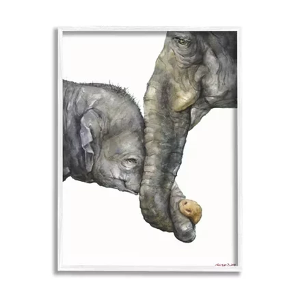 Картина Stupell Industries, слоны, 41×51 см, белая