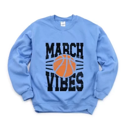 March Vibes Basketball Distressed - Women's Graphic Sweatshirt carolina