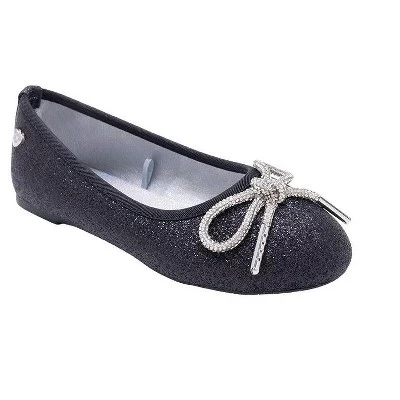 Детские балетки bebe с блеском и бантами, черные