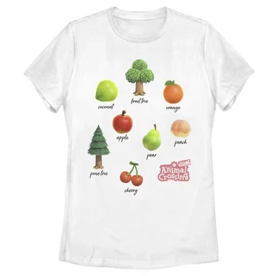 Женская футболка Animal Crossing New Horizons Fruit & Trees белого цвета