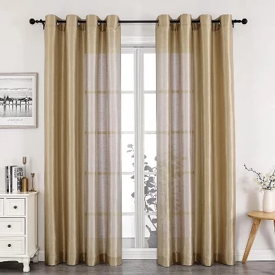 Шторы Kate Aurora Home Living, 2 шт., на люверсах, серо-бежевые