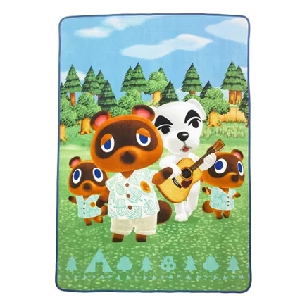 Плюшевое одеяло Animal Crossing – Детское одеяло из супер мягкой микрофибры размером 62 x 90 дюймов с изображением K.K. Slider, Tom Nook, Timmy & Tommy