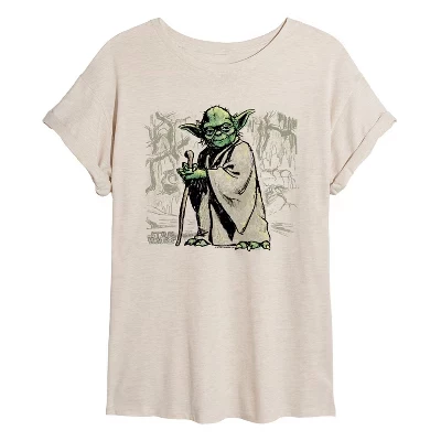 Женская футболка STAR WARS Yoda Sketch оверсайз, бежевая