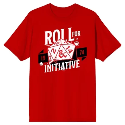 Красная мужская футболка Roll For Initiative с круглым вырезом и коротким рукавом